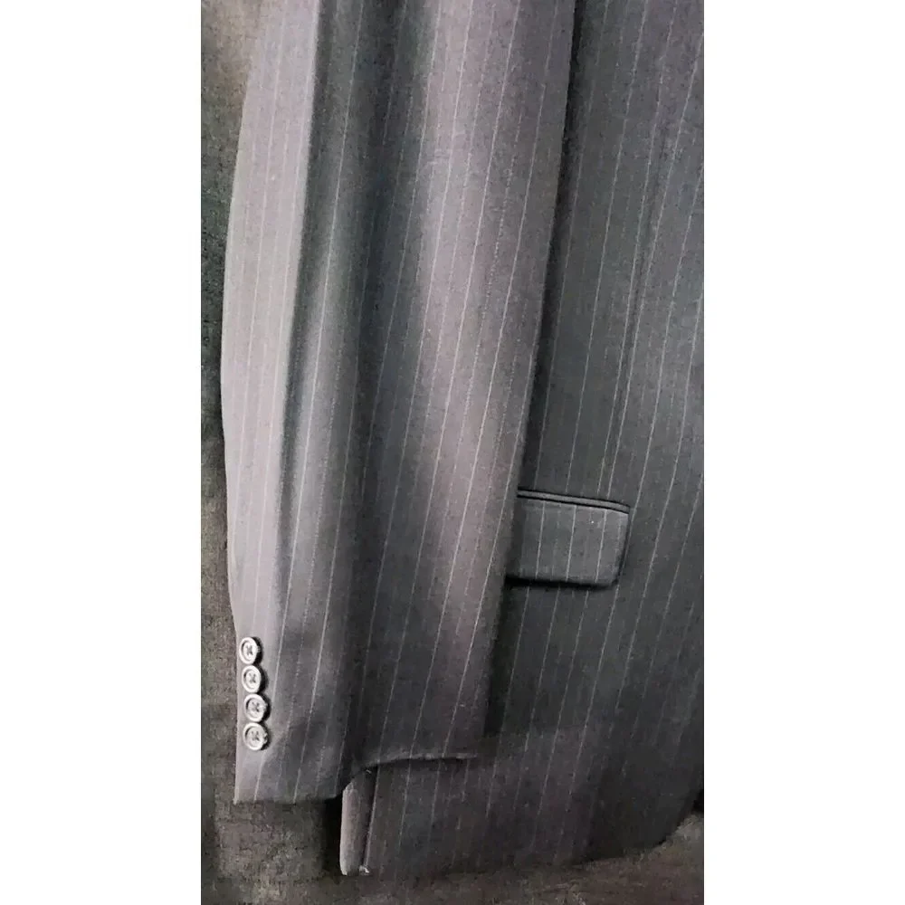 Burberry Men's Suit Blazer 46R 2-Button‎ Grey Pin-Striped 100% Wool EUC